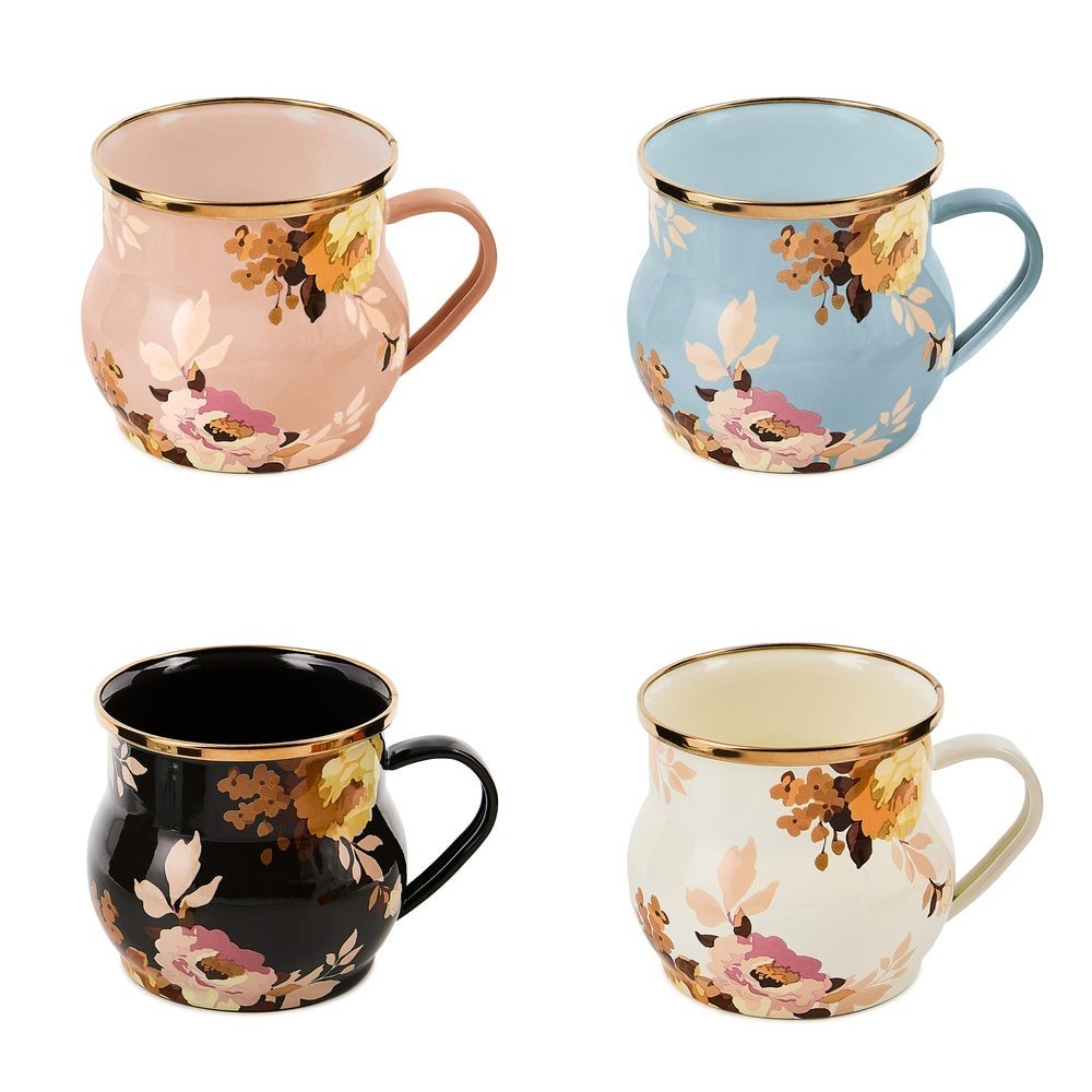 Brand New Mackenzie Childs Wild Rose Mix & Match Mugs, Set of 4 Brand New Mackenzie Childs Wild Rose Mix & Match Mugs, Set of 4