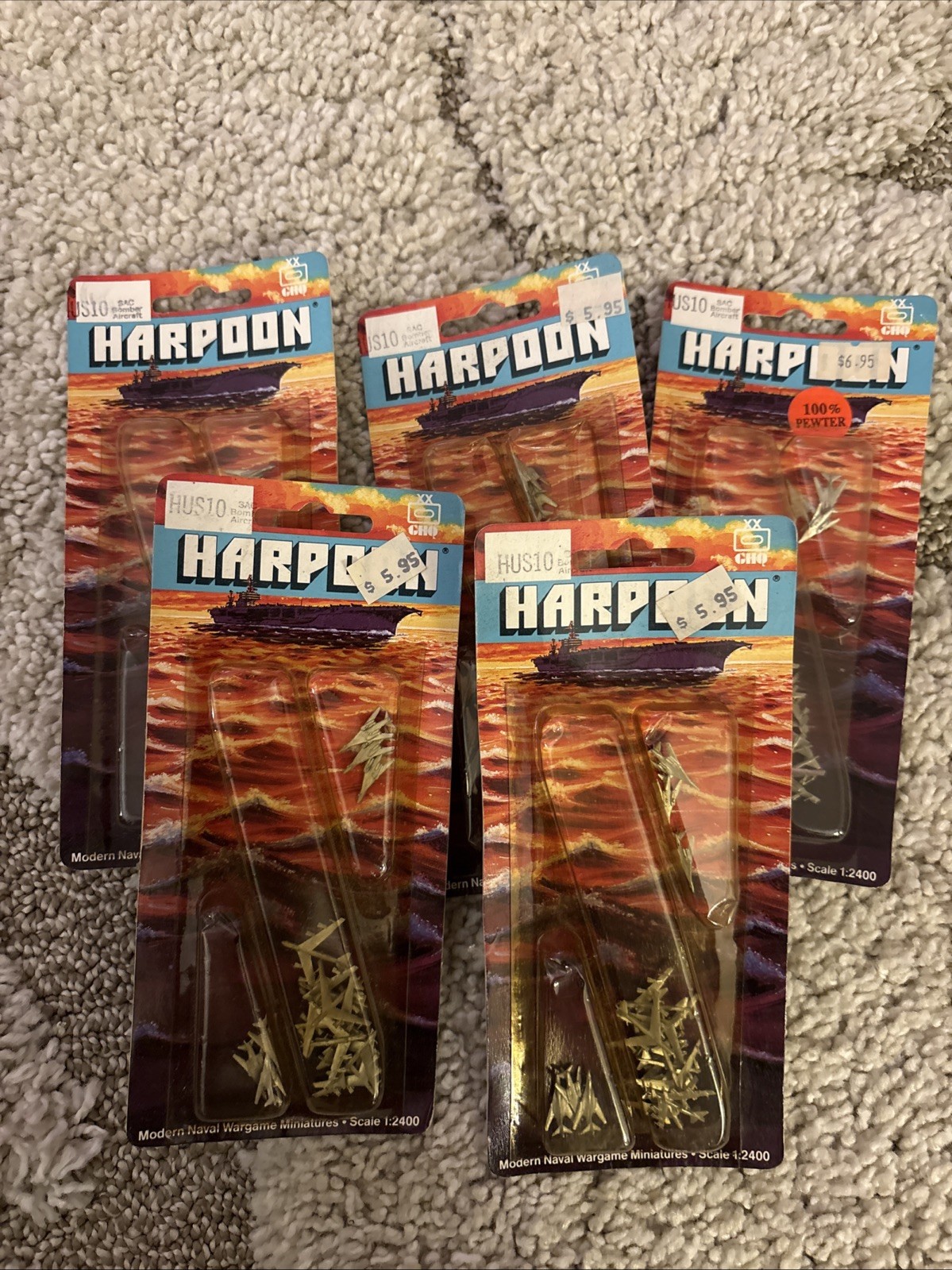 5 Vintage GHQ Harpoon Battleships War Game Minis