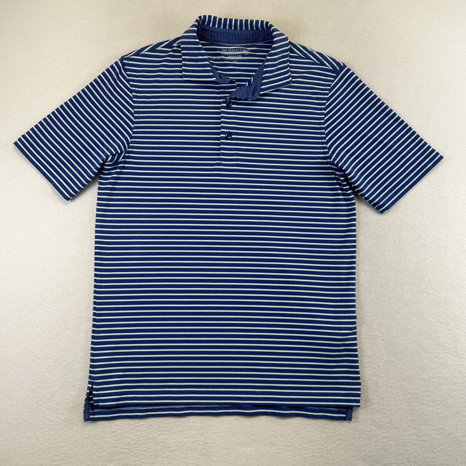 Jim Nantz By Vineyard Vines Polo Shirt Mens XS Blue Striped Golf Stretch Pima