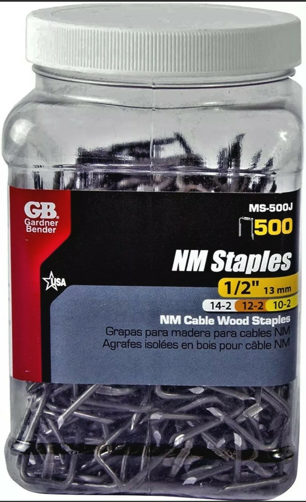 Electrical Metal Cable Staple, Contractor Pack, 1/2 Inch, Romex Wire, 500 pcs