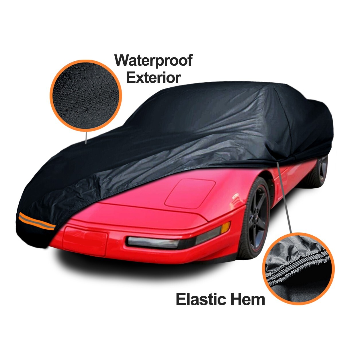 Custom Full Car Cover Outdoor Waterproof for Chevy Corvette C4 1984-1996 Black