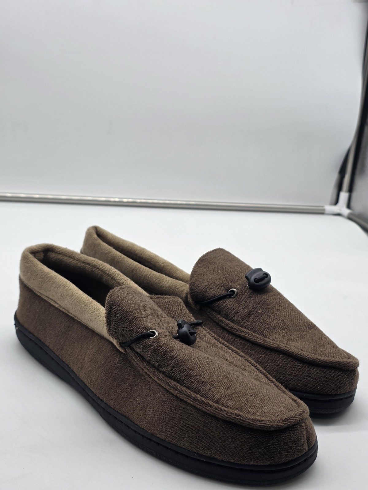HealthRite By Haband Slippers Shoes Mens 11 Brown Moccasin Lined Indoor