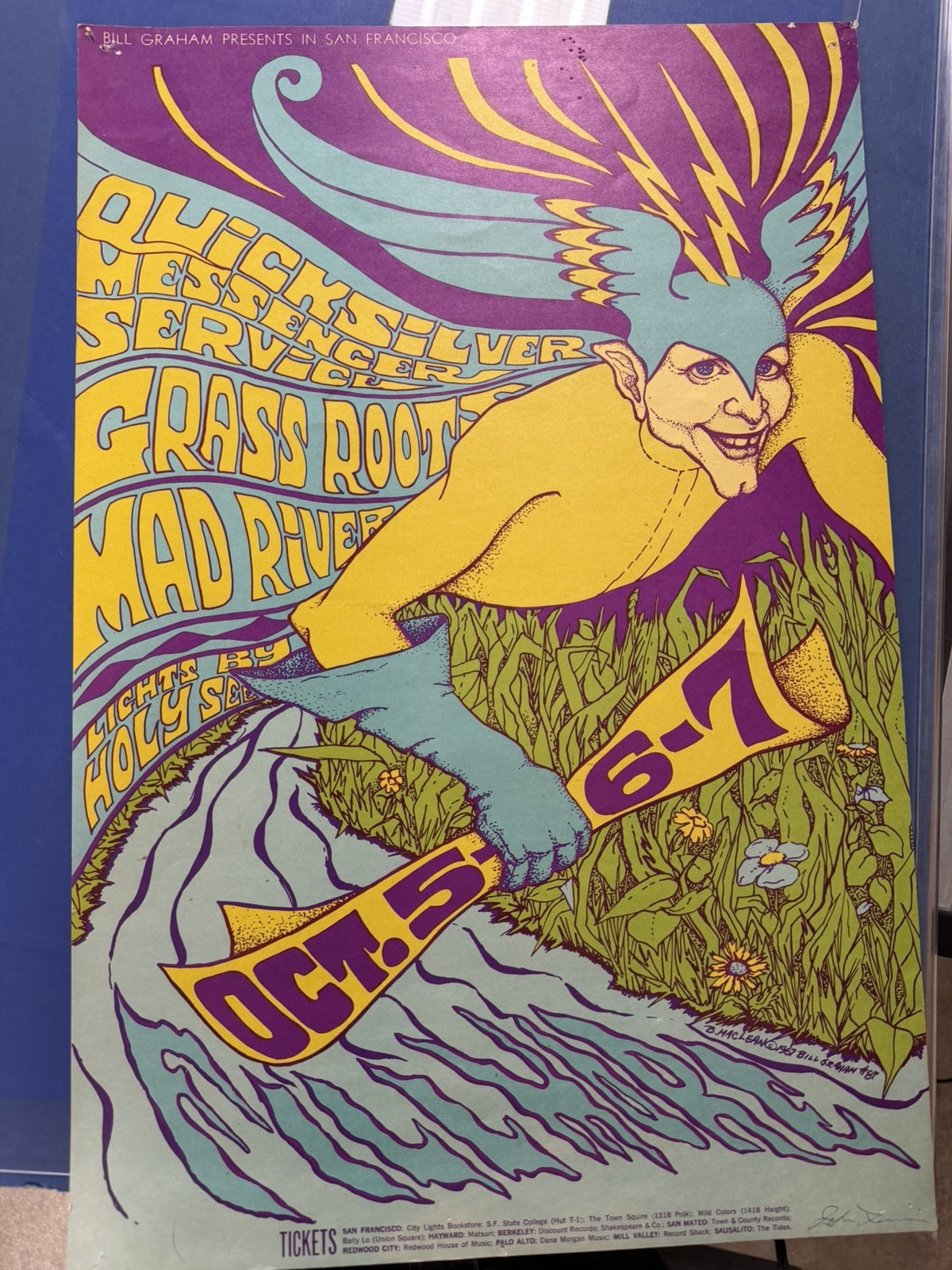 Quicksilver Messenger Service Vintage 1967 Mad River Concert Poster 14x21\