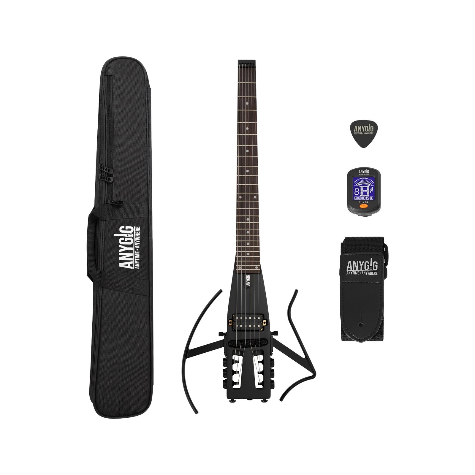 Anygig Travel Electric Guitar Headless – Portable Ultra-Light and Quiet, F