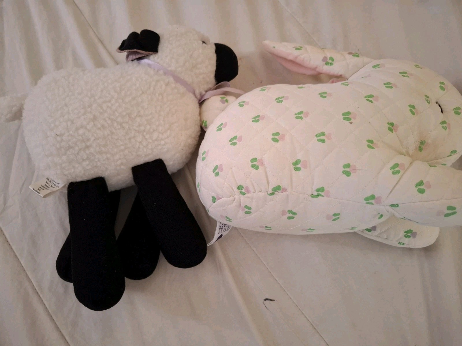 Set Of Two Vintage Plush Lamb & Rabbit (Great For Photographers)