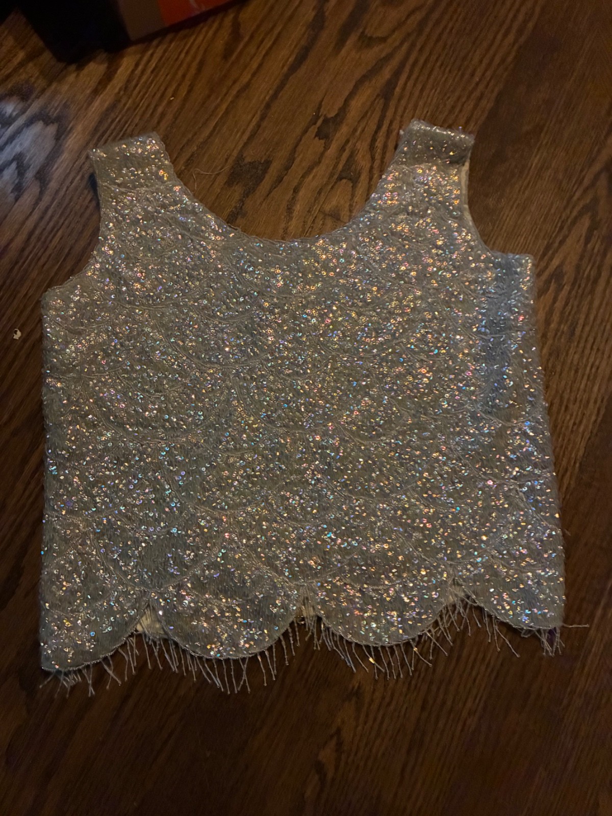 Vtg 60s Wool Sequin Beaded Lined Tank Top Evening Glam Hong Kong Sz L Large Vtg 60s Wool Sequin Beaded Lined Tank Top Evening Glam Hong Kong Sz L Large