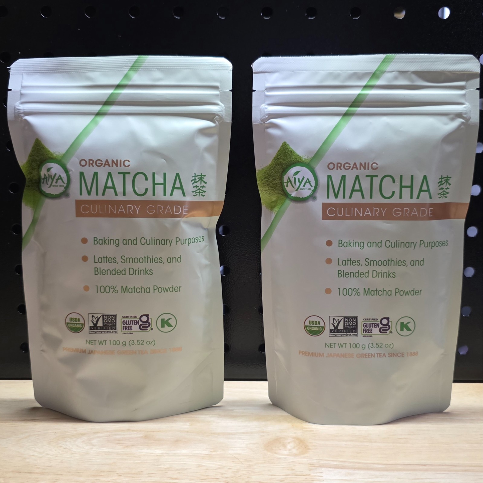 Aiya Certified Organic Culinary Grade Matcha Green Tea Powder, 100 g, LOT OF 2 Aiya Certified Organic Culinary Grade Matcha Green Tea Powder, 100 g, LOT OF 2