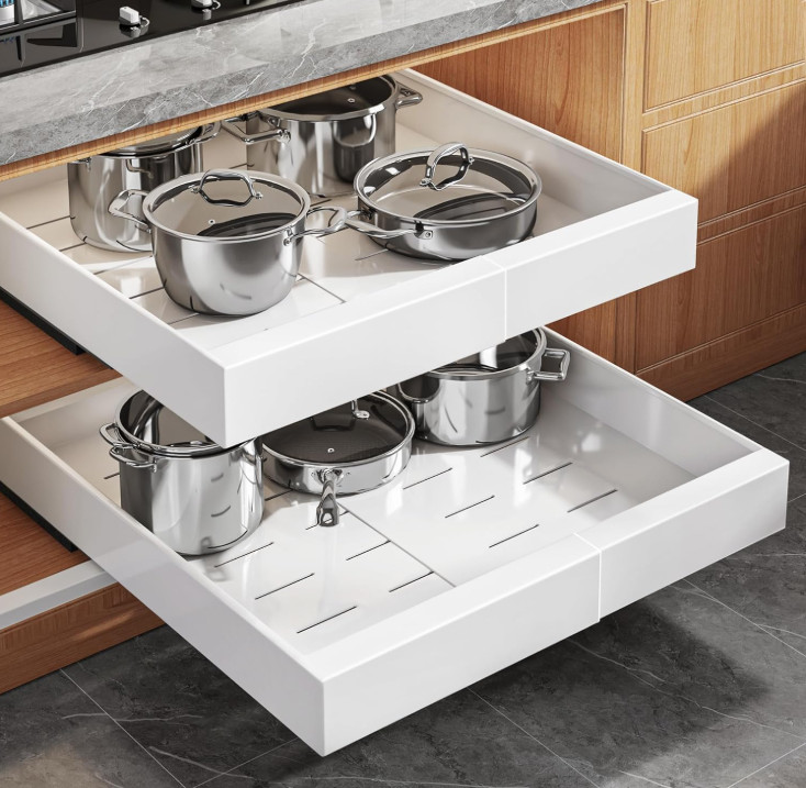 Organizador extraíble gabinete 2pcs ajustable 12-20in 3 rieles 21in blanco