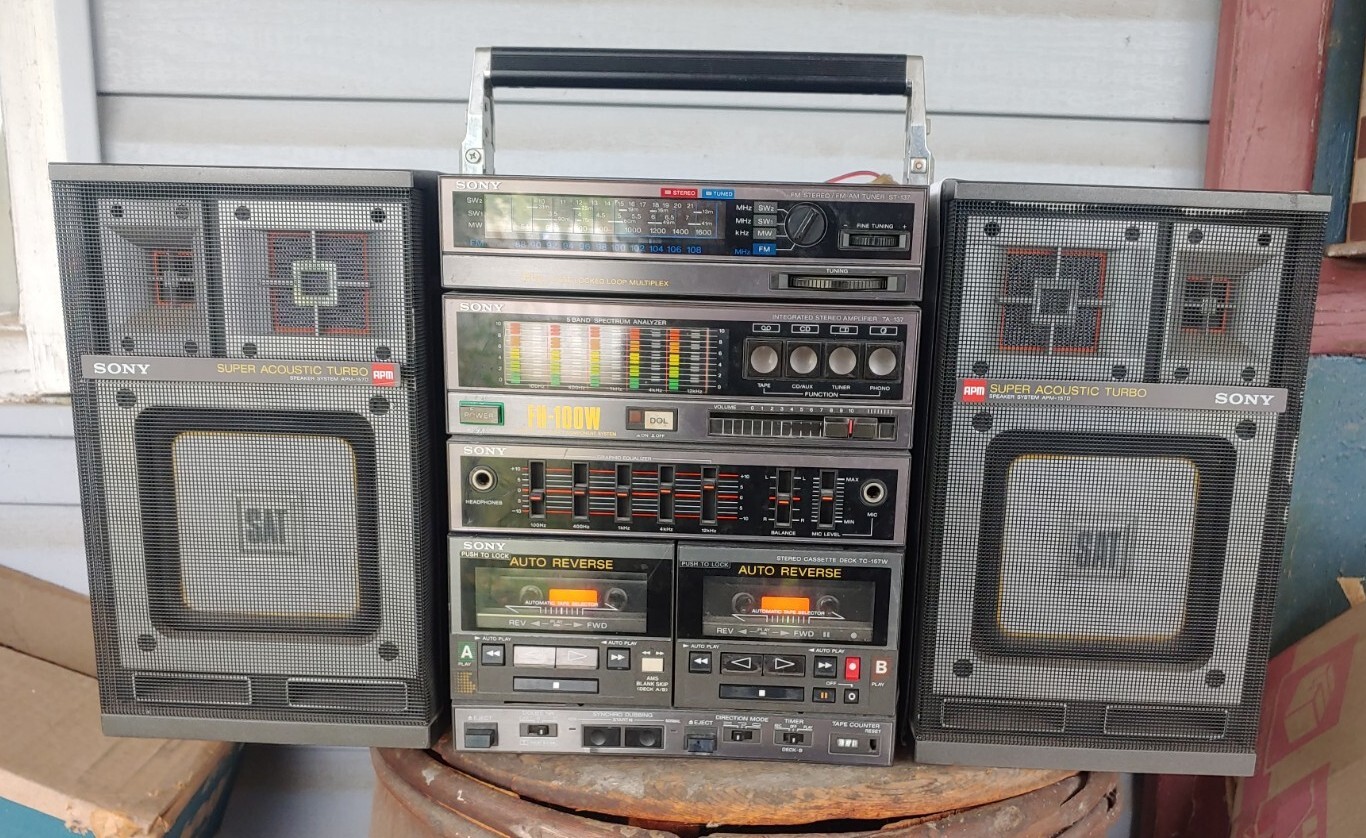 Vintage Sony Fh-100w Portable Boombox Stereo Super Acoustic Turbo Speakers