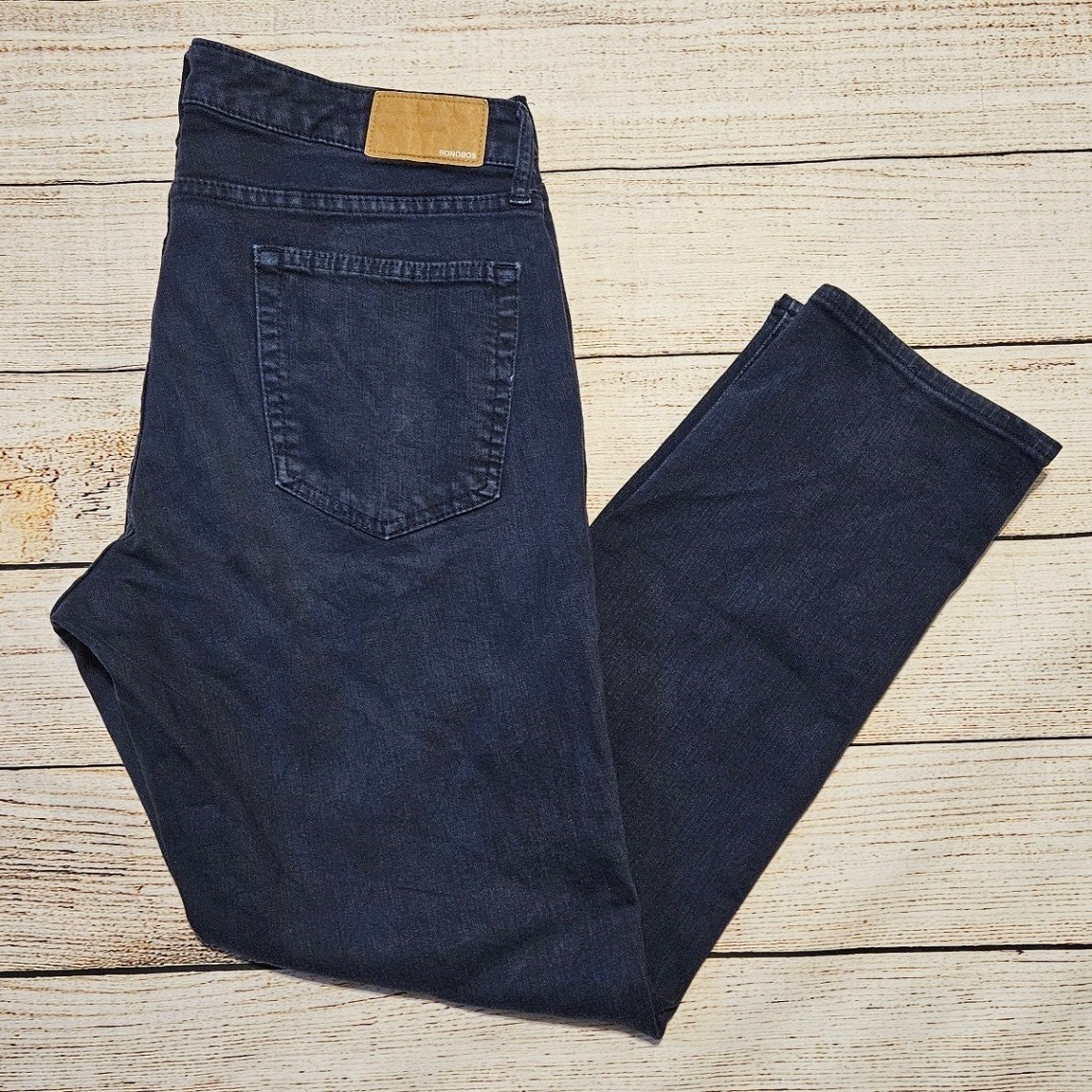 Bonobos Men\'s Jeans 34x30 Dark Charcoal Denim 5 Pocket Cotton Blend