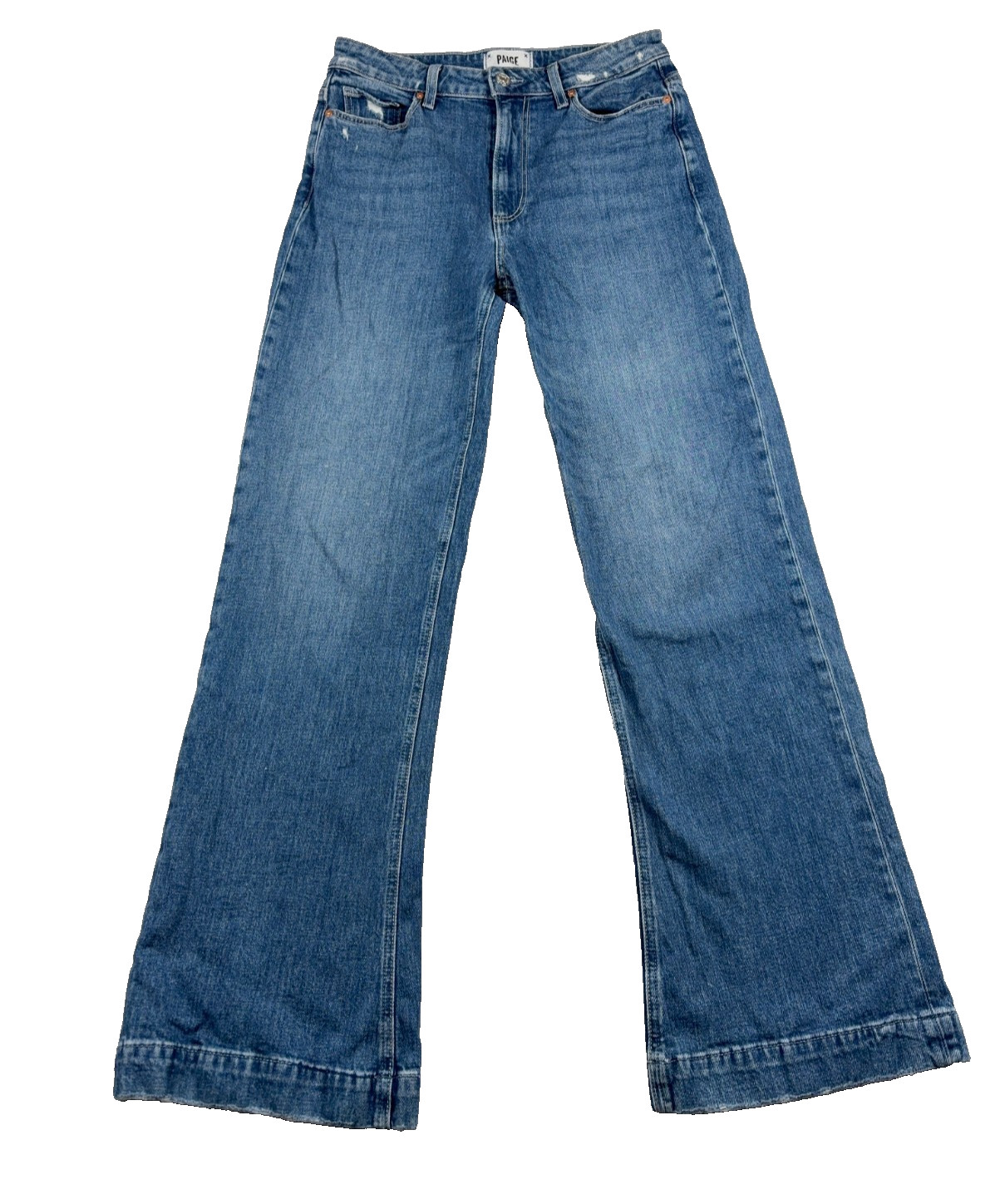PAIGE Leenah Jeans Womens 27 Blue Rural Distressed High Rise Wide Leg Denim