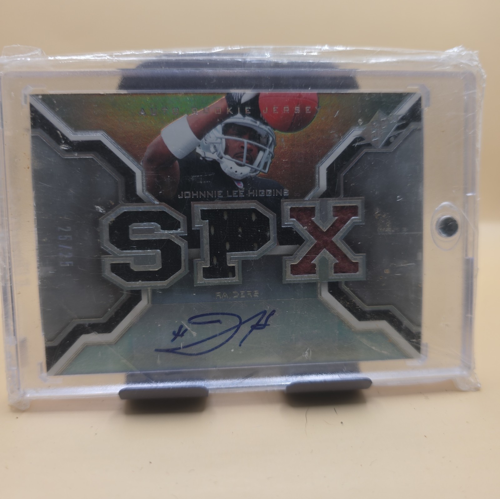 2007 Upper Deck SPX Johnnie Lee Higgins Auto/Rookie/Jersey # 25/25, Card 196