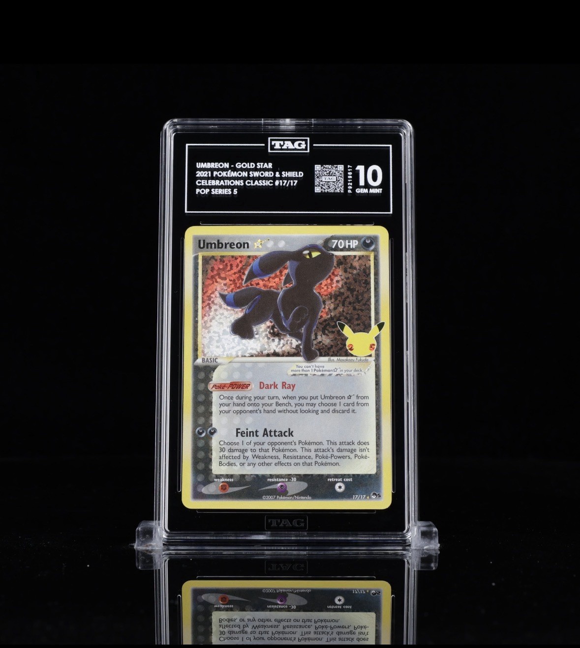 Umbreon Star Gold Star Holo TAG 10 Graded Celebrations Classic 17/17 2021