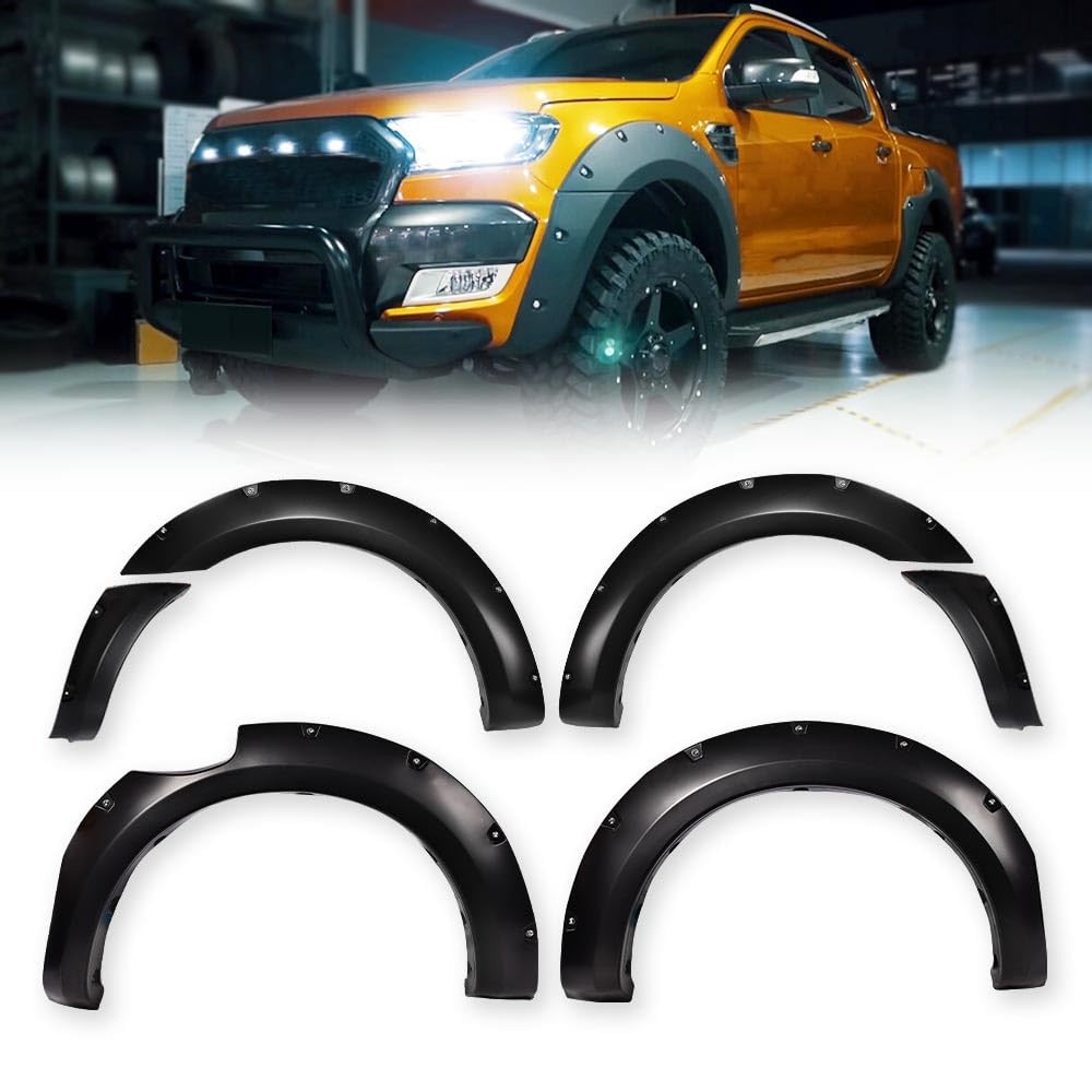 Wheel Fender Flares Ford Ranger T6 2011-2018 Smooth Matte Pocket Riveted 4PCS