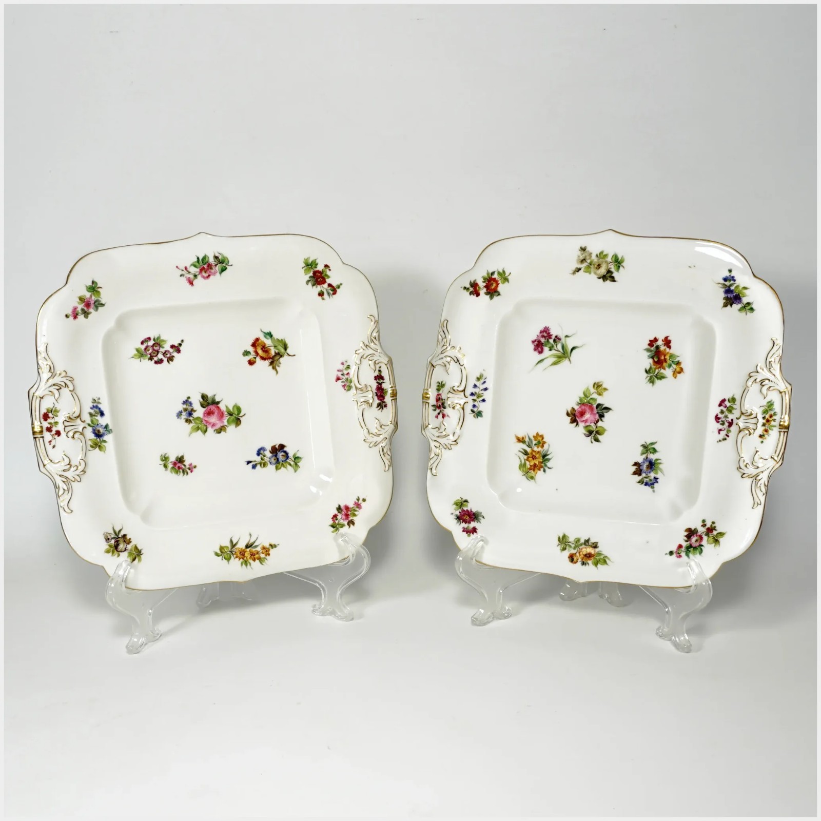 Jacob Petit Antique French PAIR Hand Painted Paris Porcelain Serving Plates