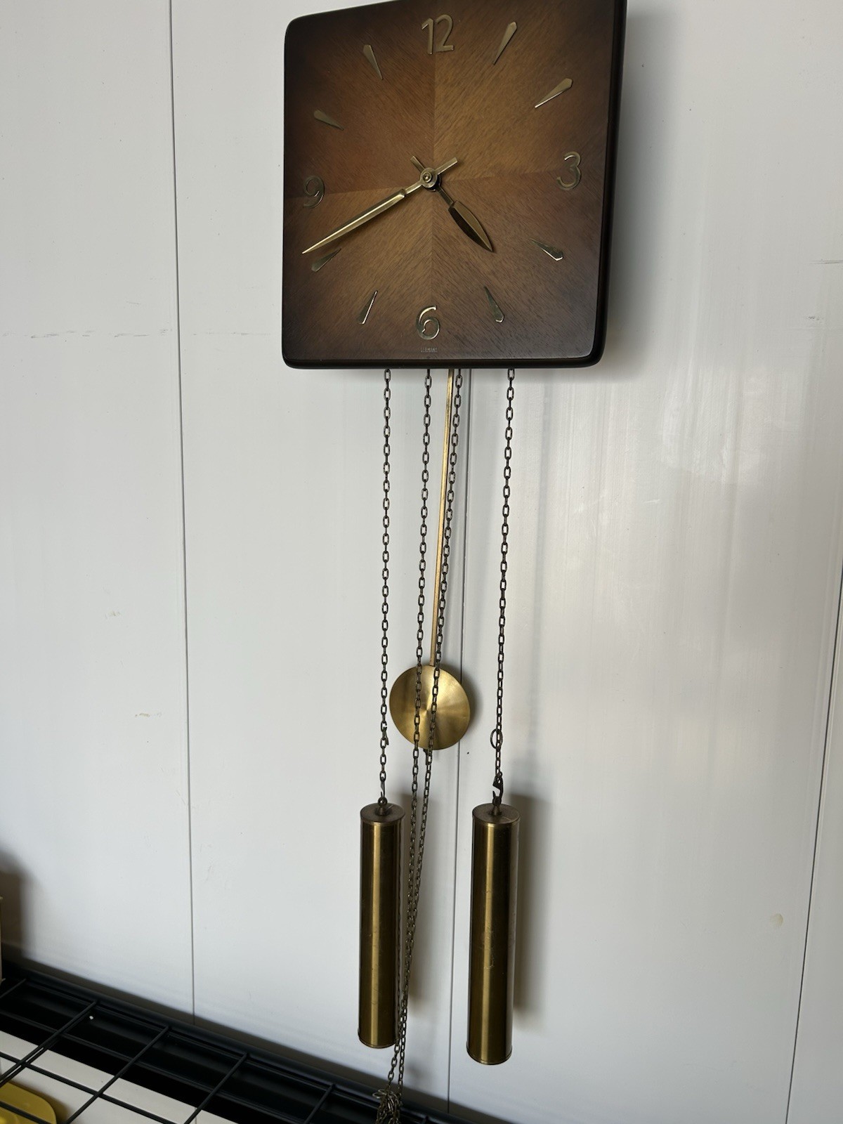 Linden Vintage MCM Modern Wood Mechanical Movement Chime Wall Clock Working Linden Vintage MCM Modern Wood Mechanical Movement Chime Wall Clock Working