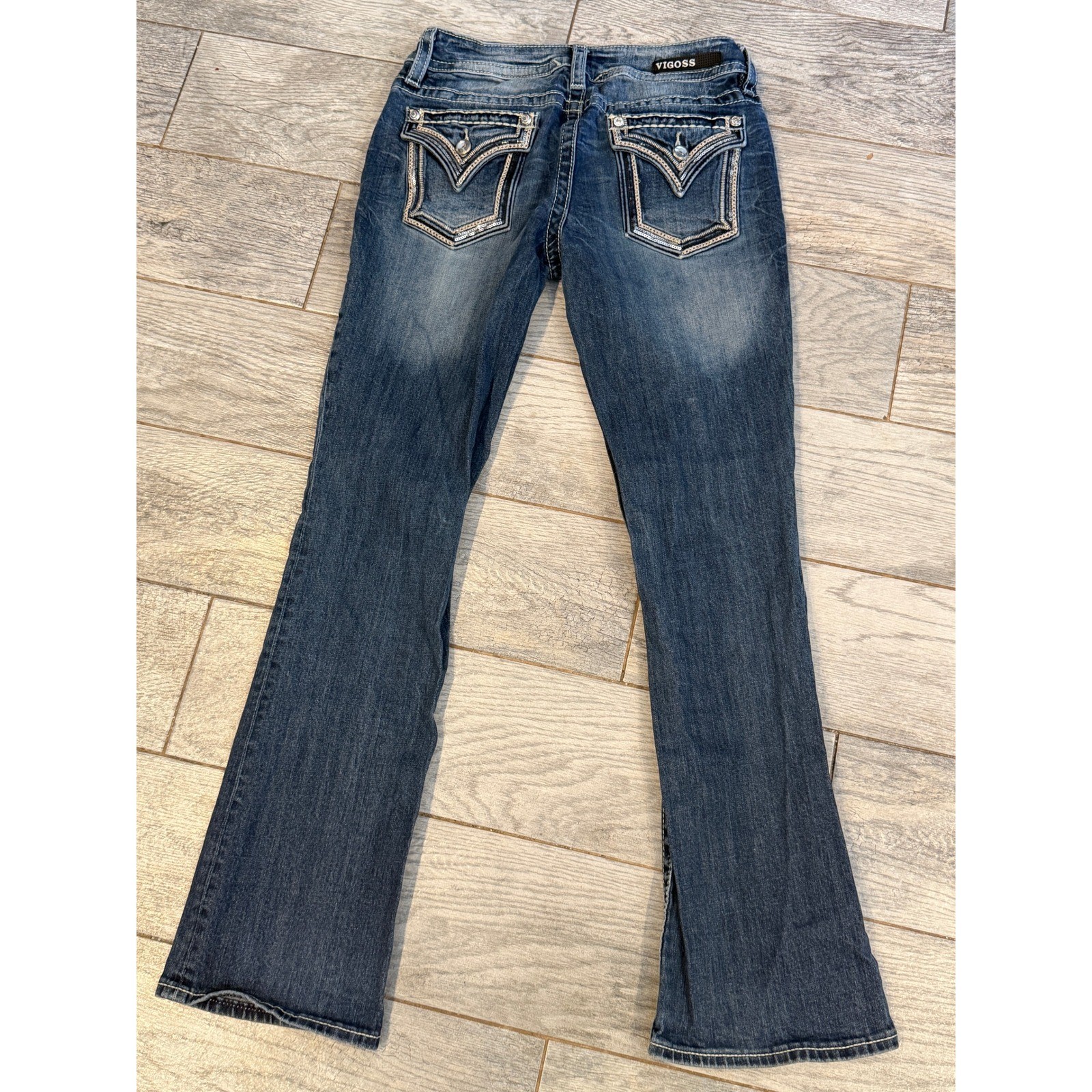 Vigoss Slim Boot Jeans 8 x 32 Heritage Fit Embellished Denim Pants 8x32 Bootcut