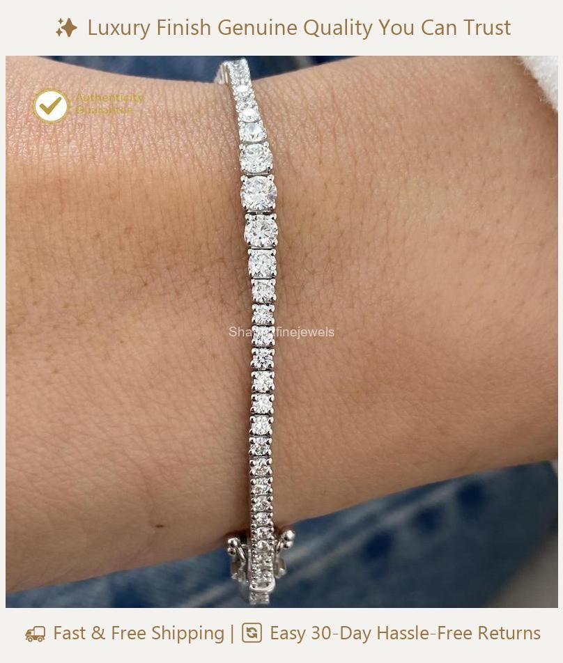 3.15CT Natural Round Cut Diamond In 14k White Gold Wedding Tennis Bracelet