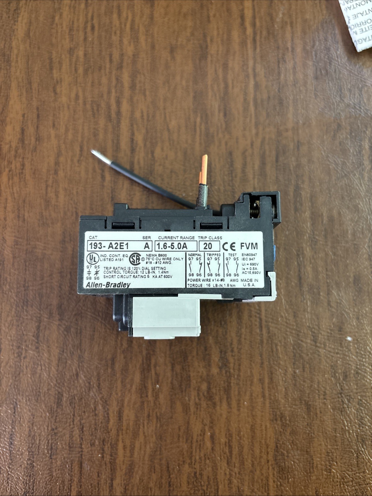ALEN BRALDEY 193-A2E1 OVERLOAD RELAY ALEN BRALDEY 193-A2E1 OVERLOAD RELAY
