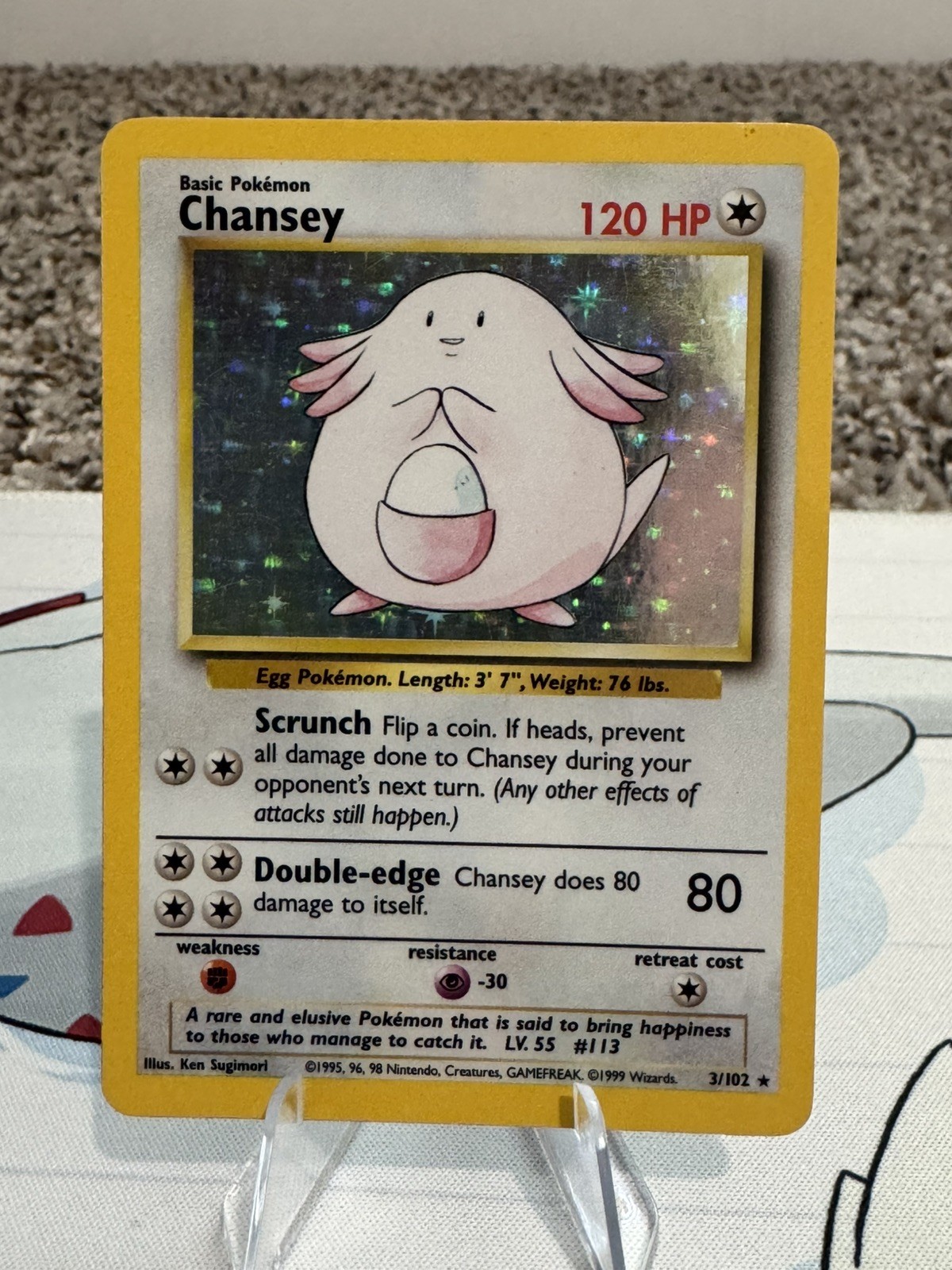 Pokemon Tcg Chansey 003/102 Base Set Holo Lightly Played