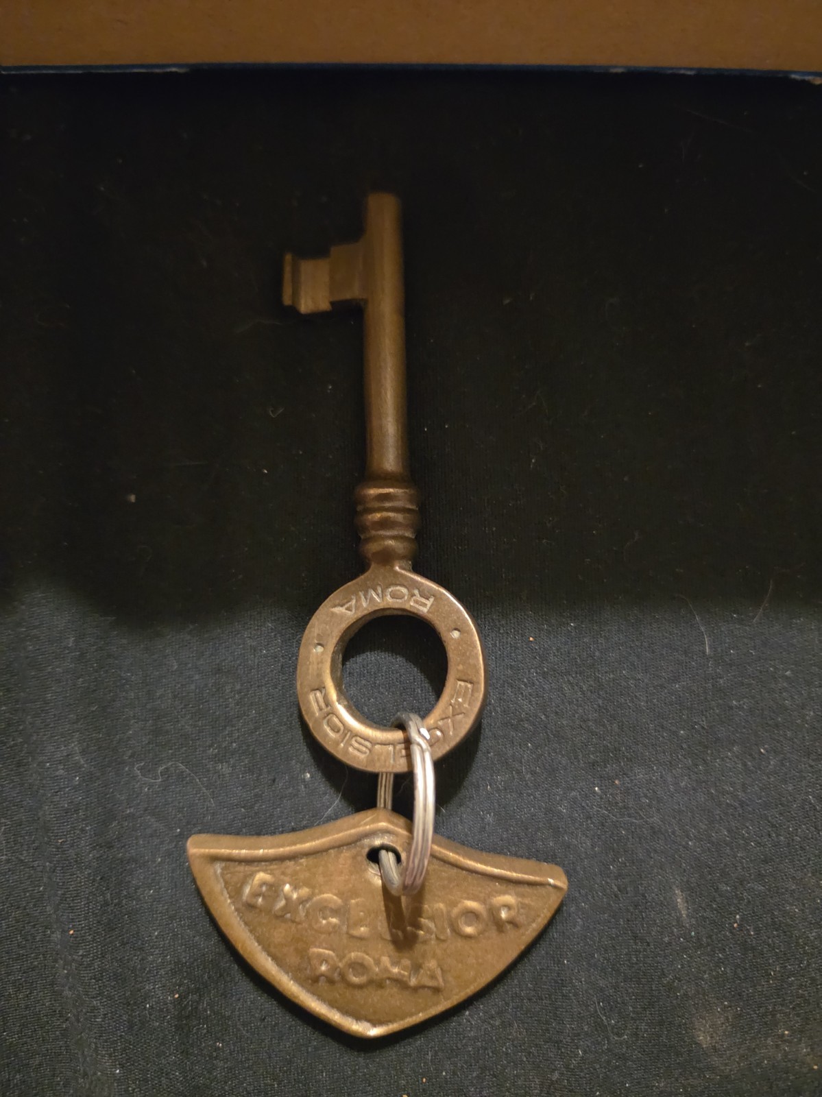 Antique Excelsior Roma Brass Skeleton Key. Attached room #570. Rome Italy 