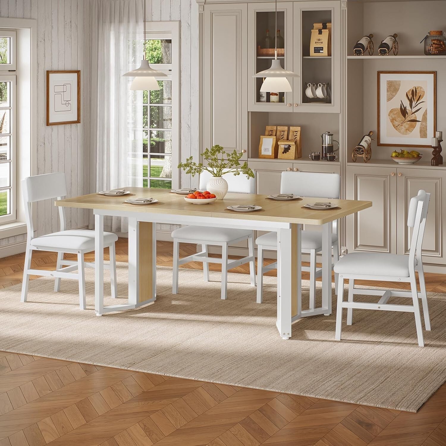 5-Piece Dining Table Set for 4-6 People, 63\ 5-Piece Dining Table Set for 4-6 People, 63\