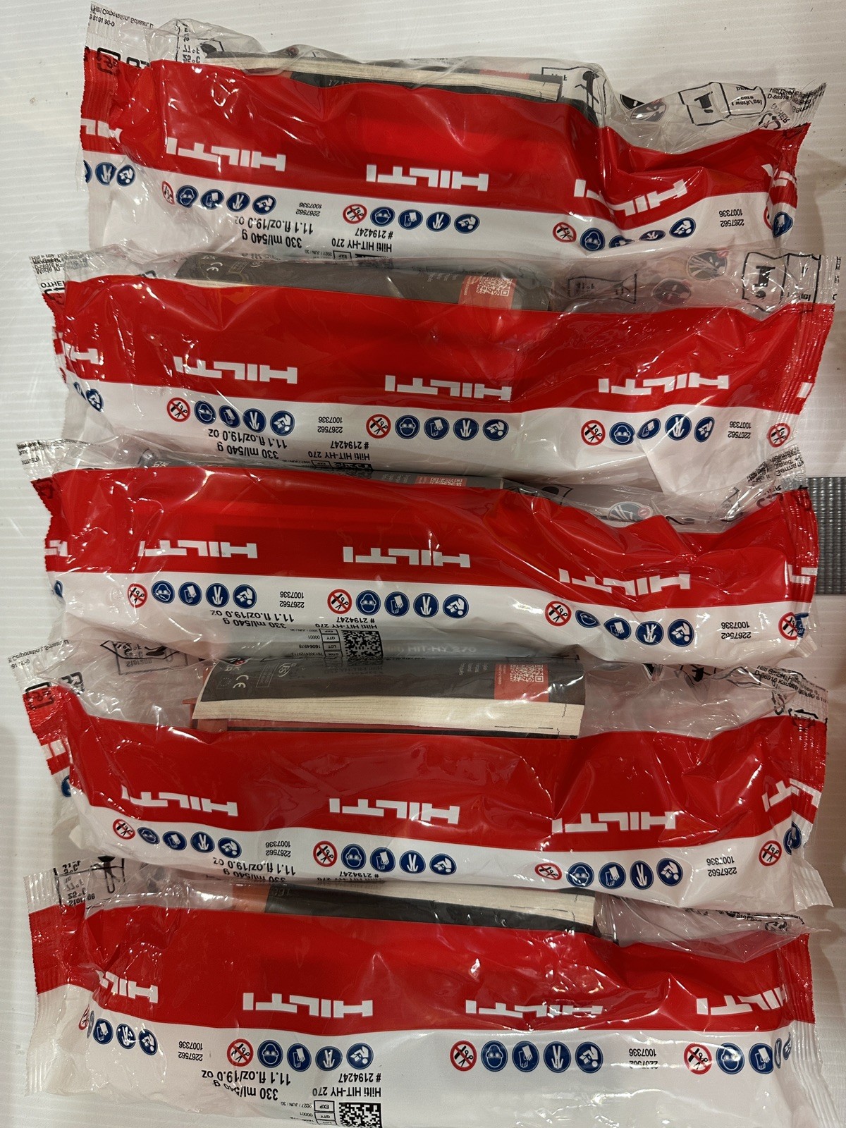 5 pack, Hilti Hit-HY 270 540 g Epoxy Adhesive, 2194247. Exp: June 30th, 2027 5 pack, Hilti Hit-HY 270 540 g Epoxy Adhesive, 2194247. Exp: June 30th, 2027