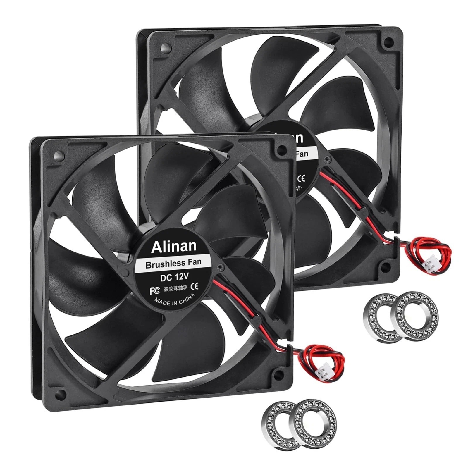 2Pcs 12025 120Mm X 25Mm 12V 5 Inch Dual Ball Bearings Brushless Fan 2Pin DC Cool 2Pcs 12025 120Mm X 25Mm 12V 5 Inch Dual Ball Bearings Brushless Fan 2Pin DC Cool