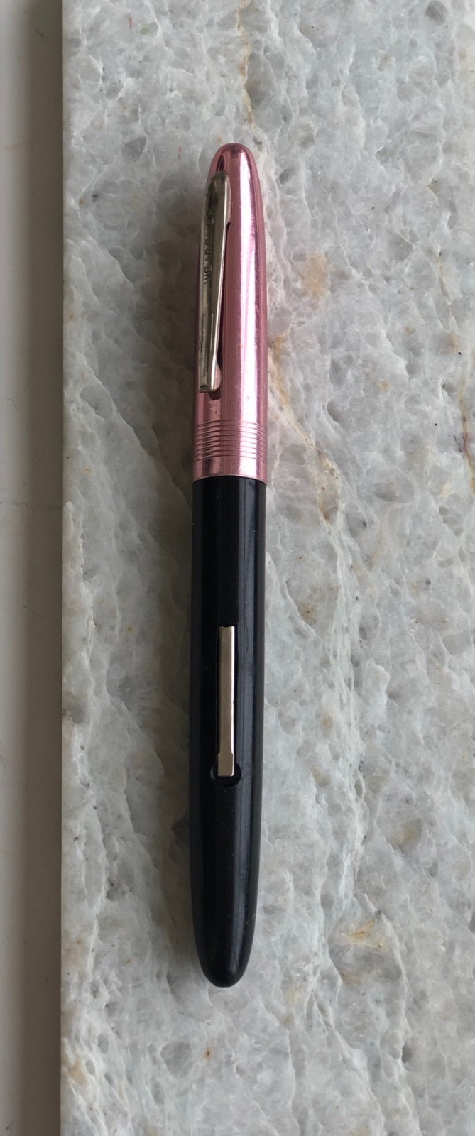Vintage Wearever Fountain Pen Lever Fill Black & Rose-Gold  XF Steel Nib Working