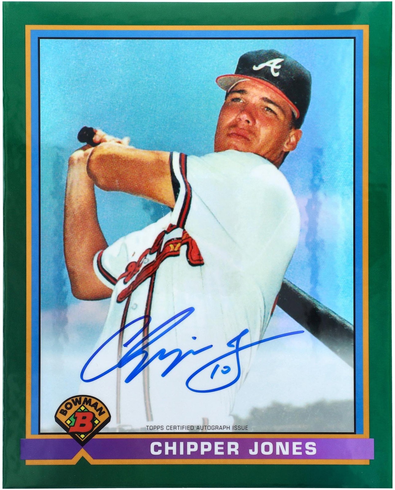 Chipper Jones Braves Signed 1991 Bowman Chrome Rookie Jumbo Card-LE 25 - Topps