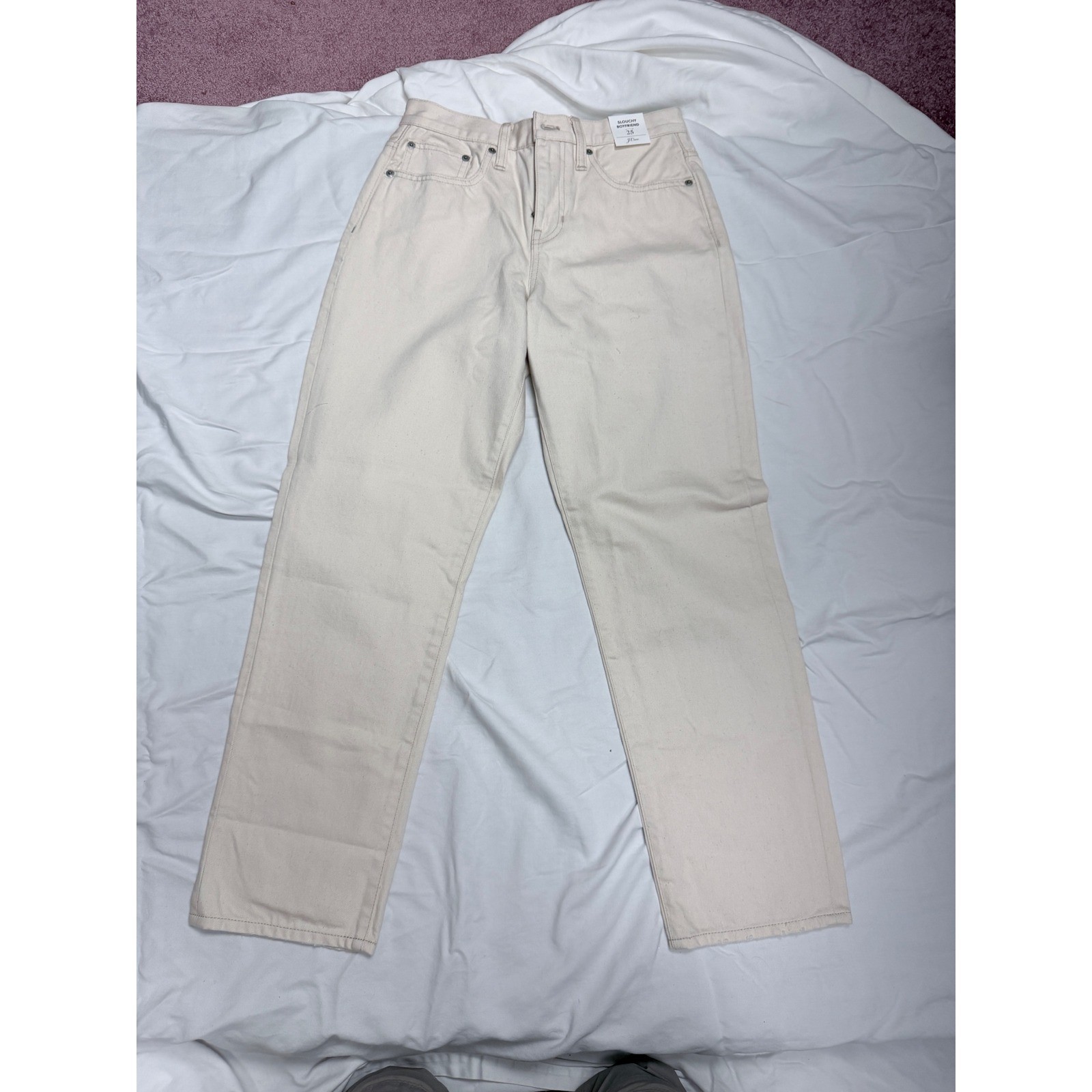 J.Crew Slouchy Boyfriend Jean Natural Off-White Denim BD367 Size 25 NWT J.Crew Slouchy Boyfriend Jean Natural Off-White Denim BD367 Size 25 NWT