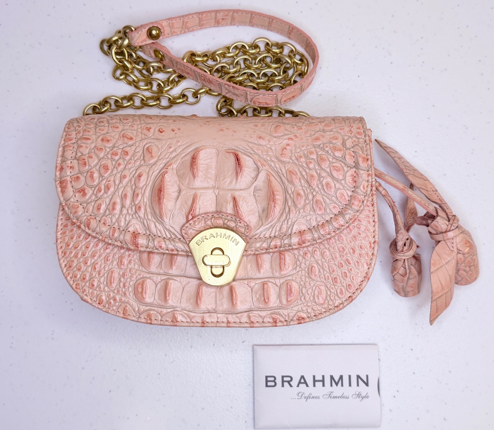 Brahmin NWOT Vintage Allie Rose Chain Crossbody - Light Pink Lady Melbourne -