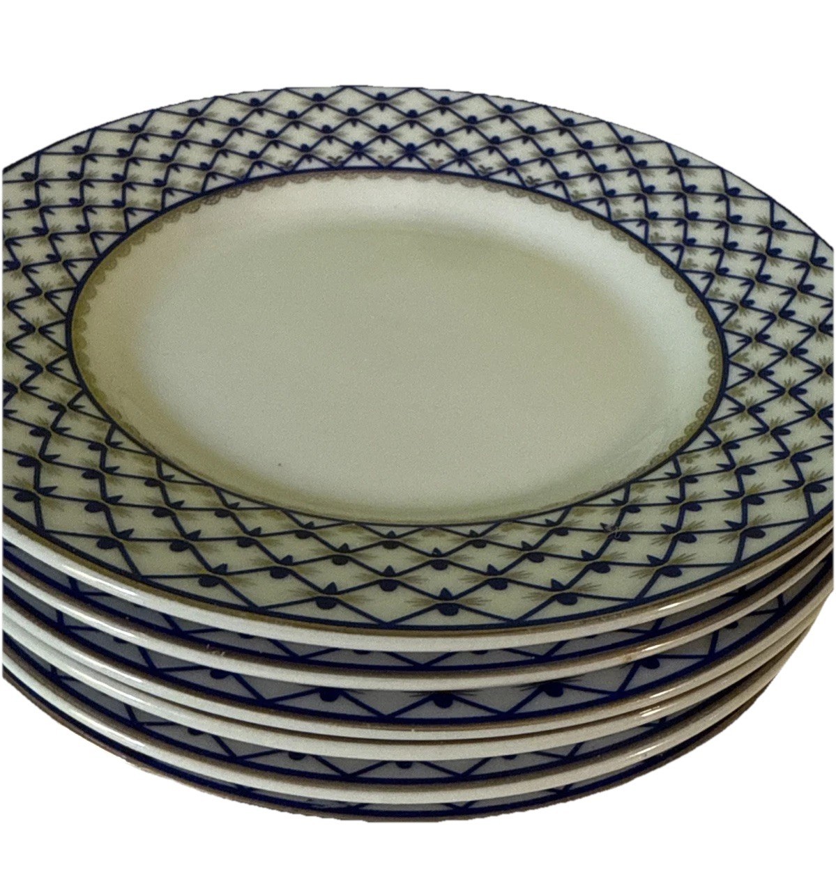 Set Of 6 Lomonosov Imperial Porcelain Cobalt Net Bread Plates 6\