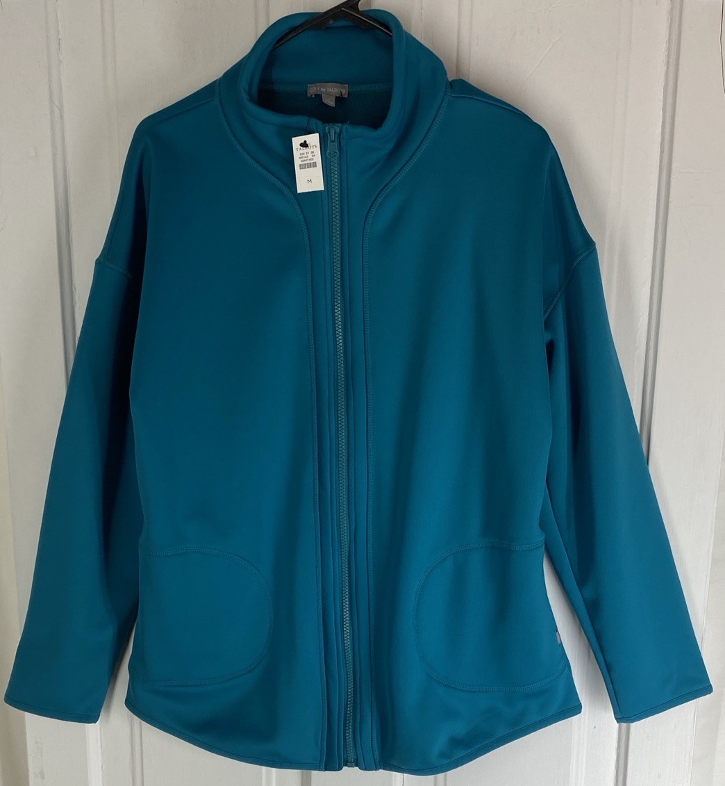 T By Talbots (Medium Womens Size) Teal Tech Fleece Activewear Full-Zip Jacket T By Talbots (Medium Womens Size) Teal Tech Fleece Activewear Full-Zip Jacket