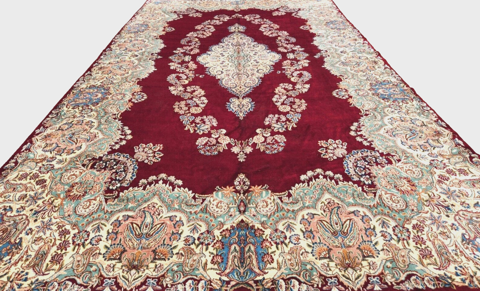 9\'8\'X16\'5 ANTIQUE HAND-KNOTTED KERMANI KASHANI VINTAGE WOOL RED RUG