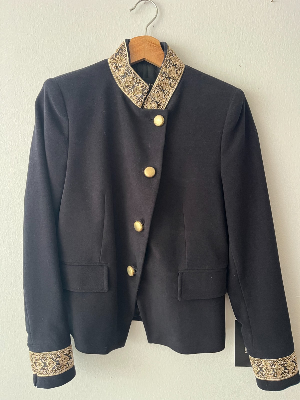 New ZARA Military Jacket, Black Velvet, Never Been worn, Size - Medium