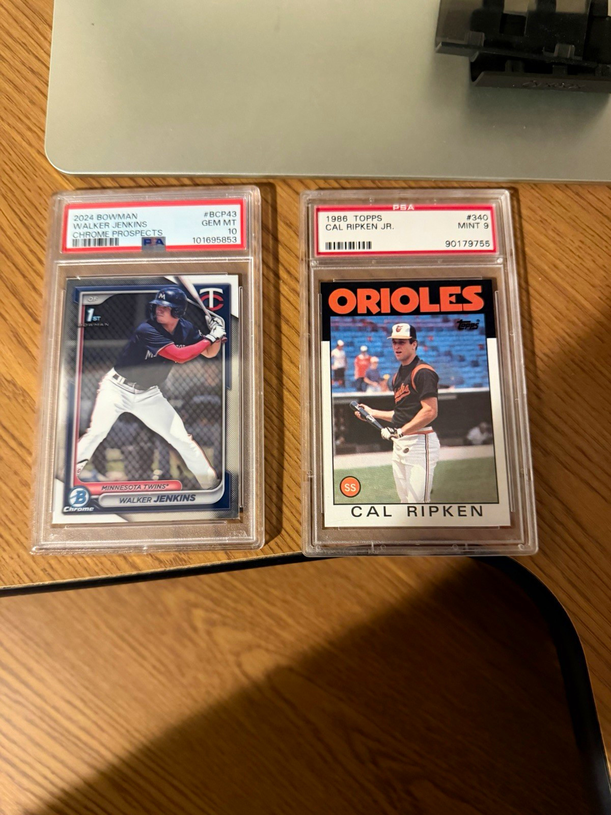 Topps PSA Auth Baseball Card Lot 2: Walker Jenkins BCP43, Cal Ripken #340 Topps PSA Auth Baseball Card Lot 2: Walker Jenkins BCP43, Cal Ripken #340