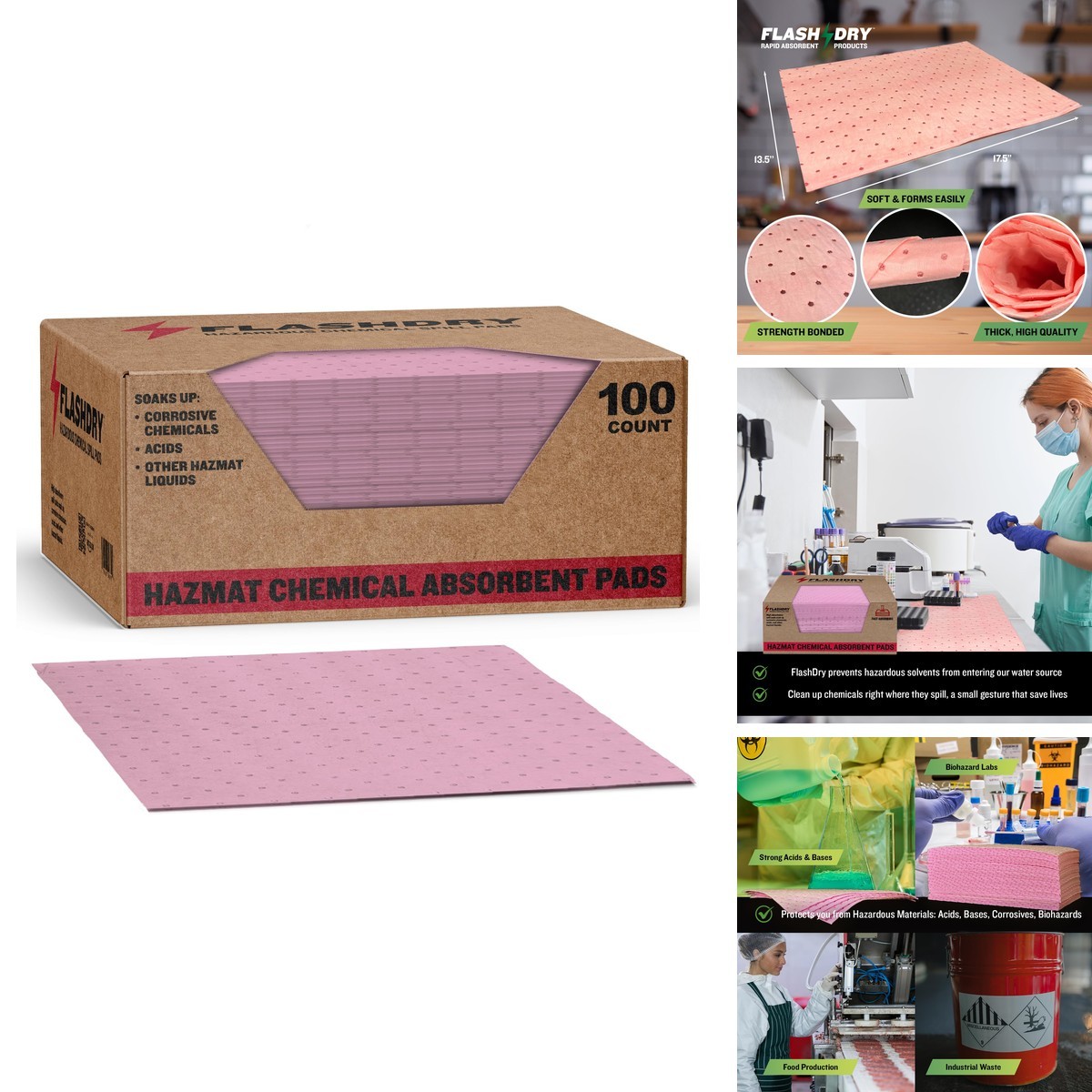 FlashDry Chemical Quick Spill Absorbent Pads 17.5 FlashDry Chemical Quick Spill Absorbent Pads 17.5