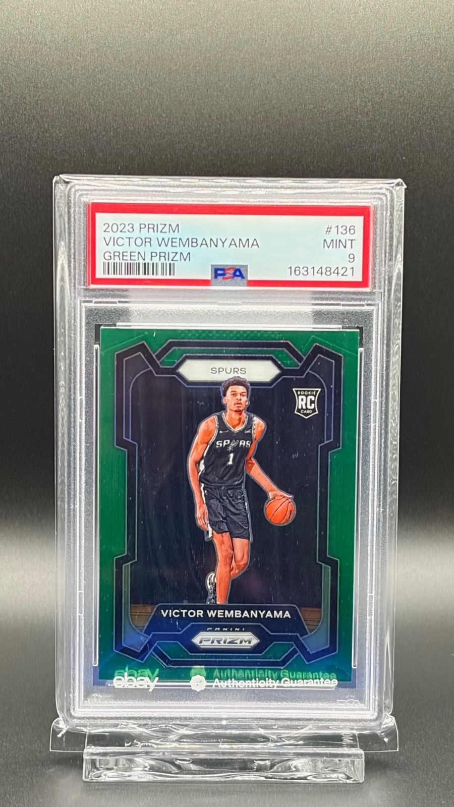 Victor Wembanyama RC SP, PSA 9,  2023 Panini Green Prizm Wemby Goat