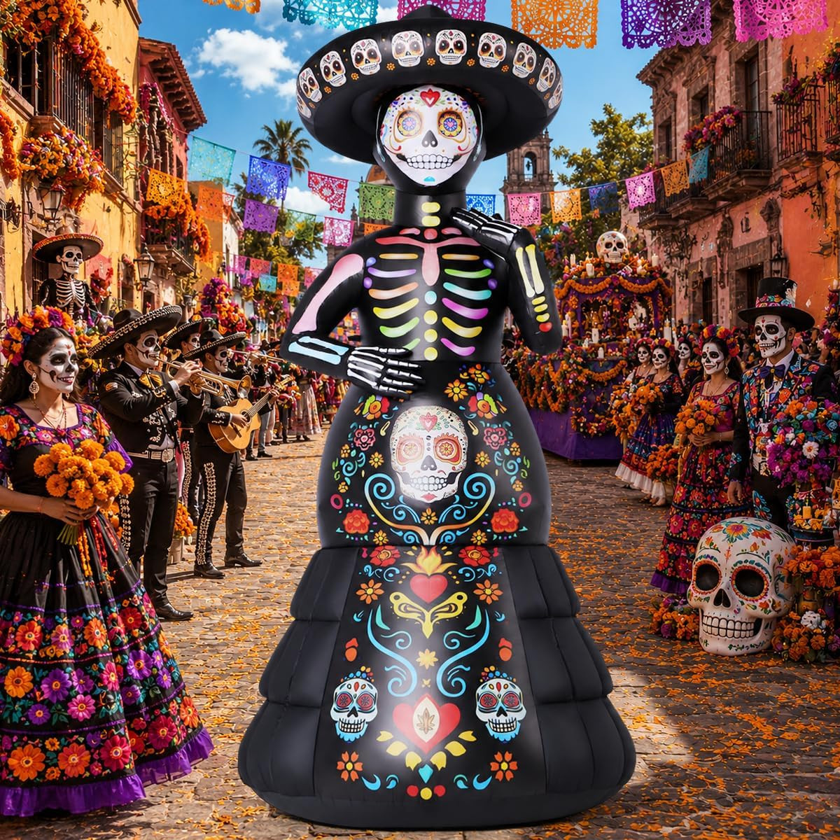 7.2FT Halloween Inflatables Outdoor Decorations Ghost Bride Halloween Blow Ups w