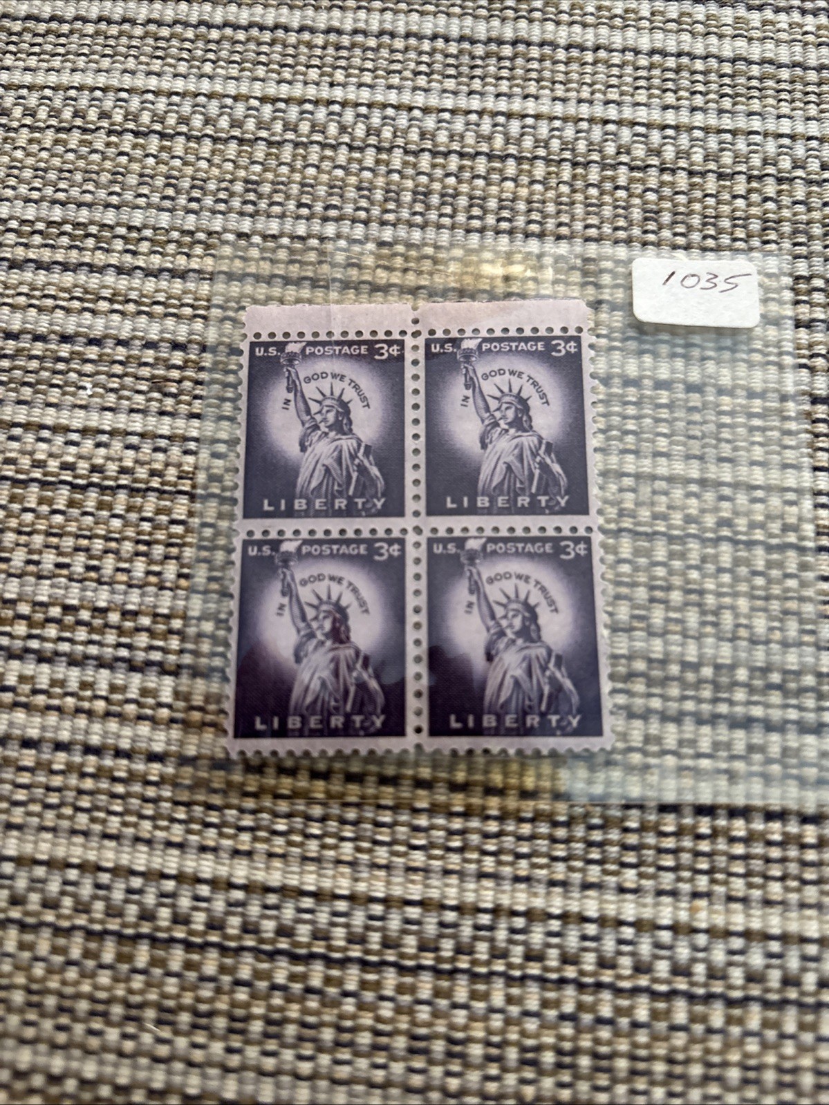 Rare Unused Liberty 3c Purple 4 Block of Stamps, Mint Never Hinged Rare Unused Liberty 3c Purple 4 Block of Stamps, Mint Never Hinged