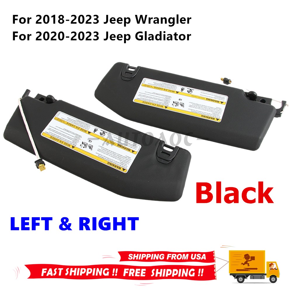 NEW 6BR80TX7AQ Pair Sun Visor W/Light For Jeep 18-23 Wrangler 20-23 Gladiator US