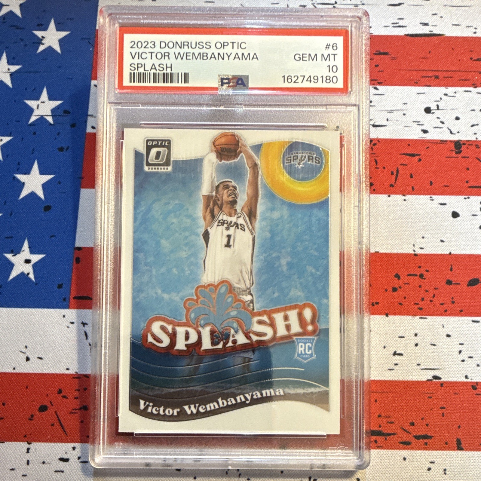 Panini 2023-24 Donruss Optic Splash Victor Wembanyama #6 RC PSA 10 Spurs