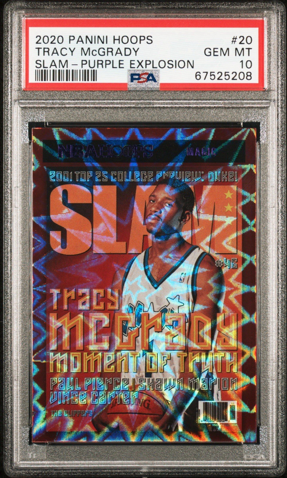 2020 PANINI HOOPS SLAM #20 TRACY MCGRADY SLAM-PURPLE EXPLOSION PSA 10