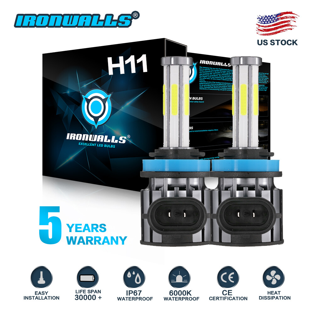6-sides H11/H9/H8 LED Headlight High/ Low Beam Bulbs Super Bright 6500K 420000LM
