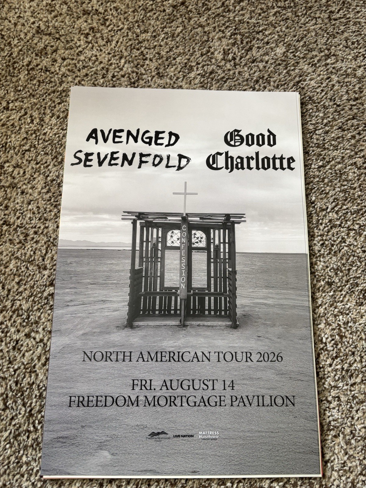 Avenged Sevenfold & Good Charlotte North American Tour 2026 Poster 8/14/26 12x18