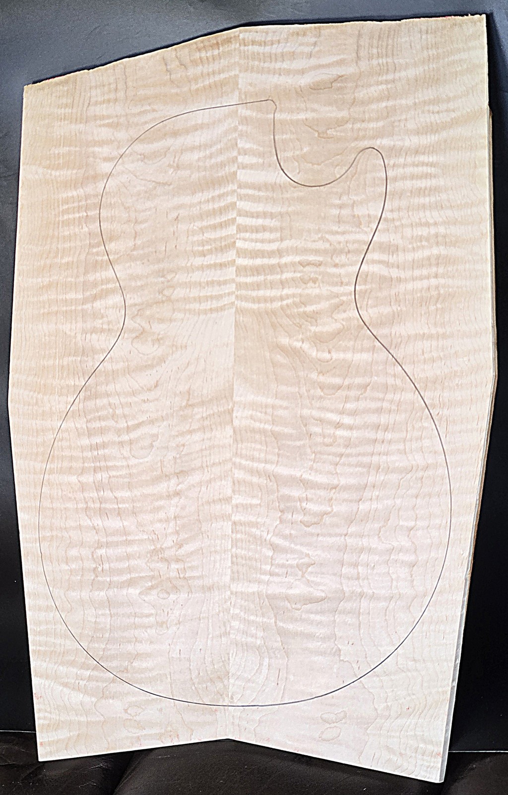 Figured 3A Curly Maple Droptop Glued Luthier Wood (21 x 15-1/4 - 12-3/4 x7/16)