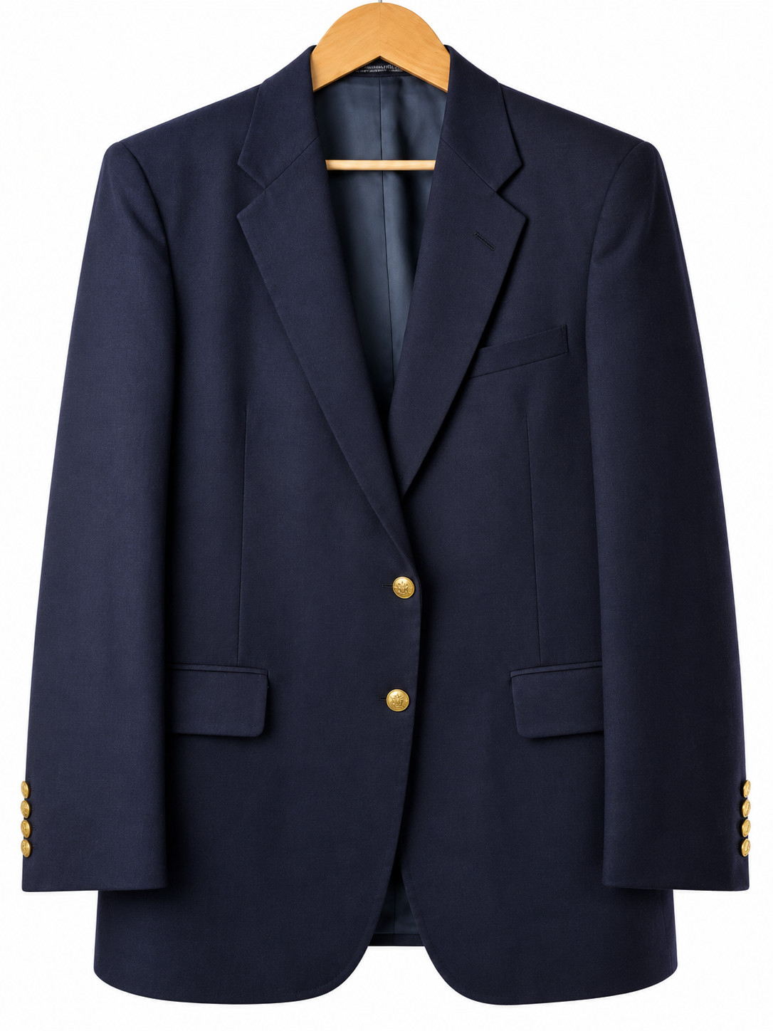 Vintage Savile Row Mens 42L Blazer Navy Gold Buttons Bon Marche USA Made