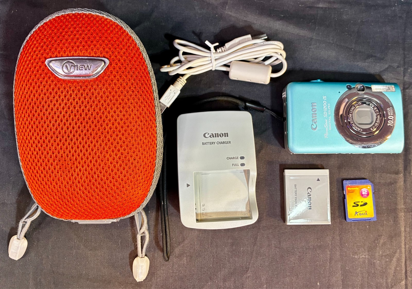 CANON POWERSHOT SD1200 IS Digital Elph 10.0MP Digicam Blue Camera Charger TESTED