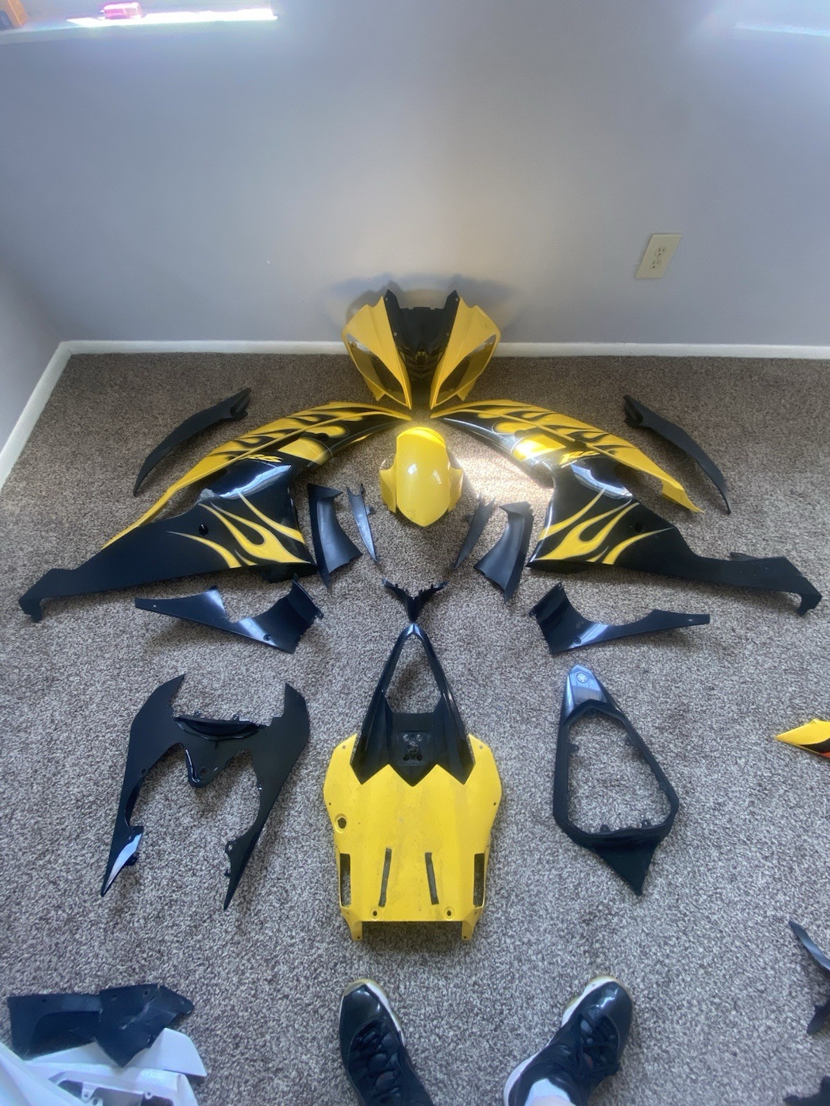 08 Yamaha YZF R6 Genuine OEM Cadmium Yellow Flame Fairings Set 2008-2016